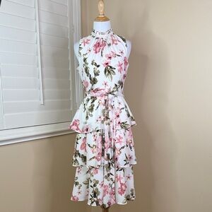 Jessica Howard Floral Sleeveless Dress - Pink and Green